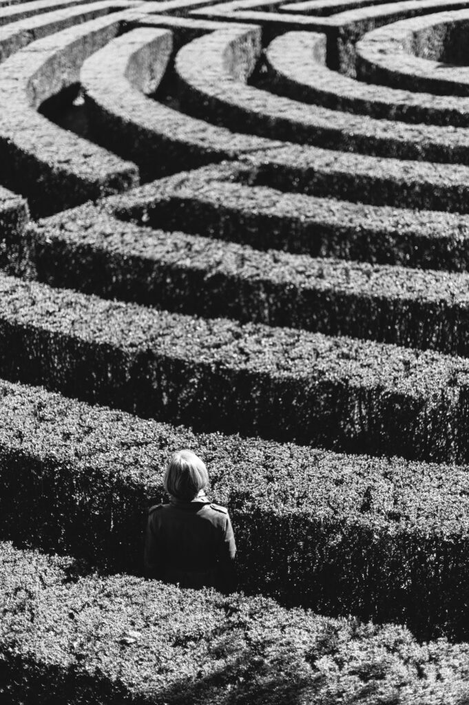 Person standing in a maze